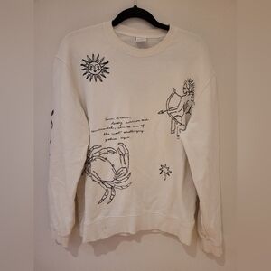 Zara White And Black Graphic Embroidered Tarot Sweater